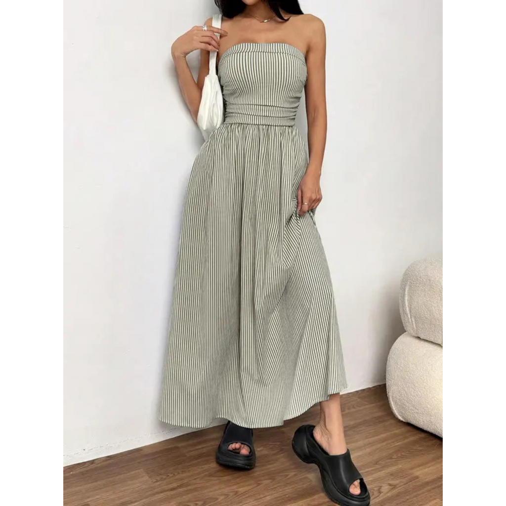 TRELLY™ – Classic Striped Summer Tube Maxi Dress