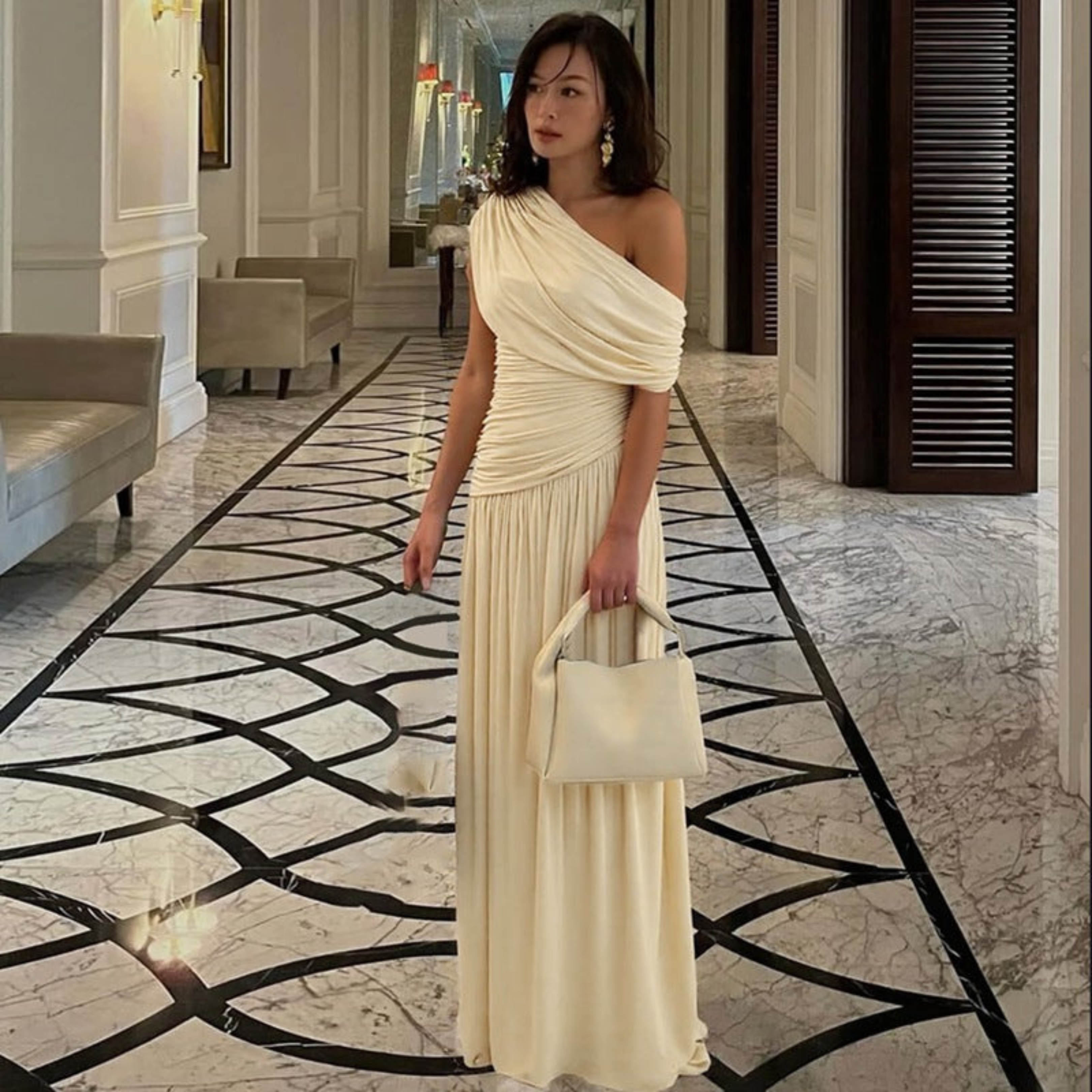 SHINA™ - Elegant One Shoulder Evening Maxi Dress