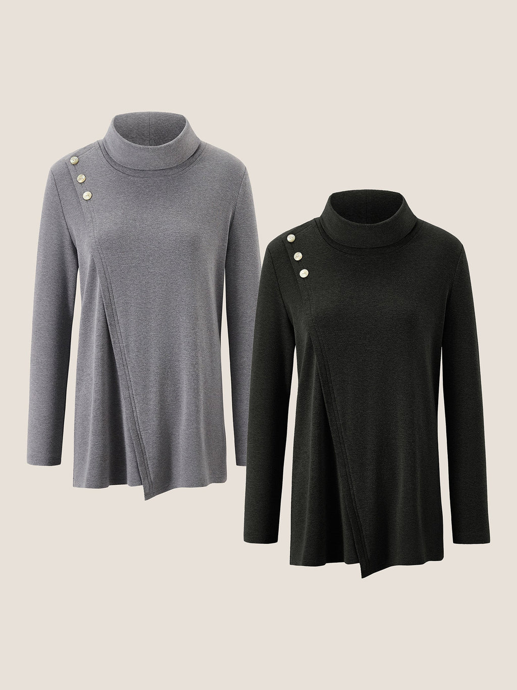 Lenzing Modal® Mock Neck Buttoned Stretch Top ZARIA